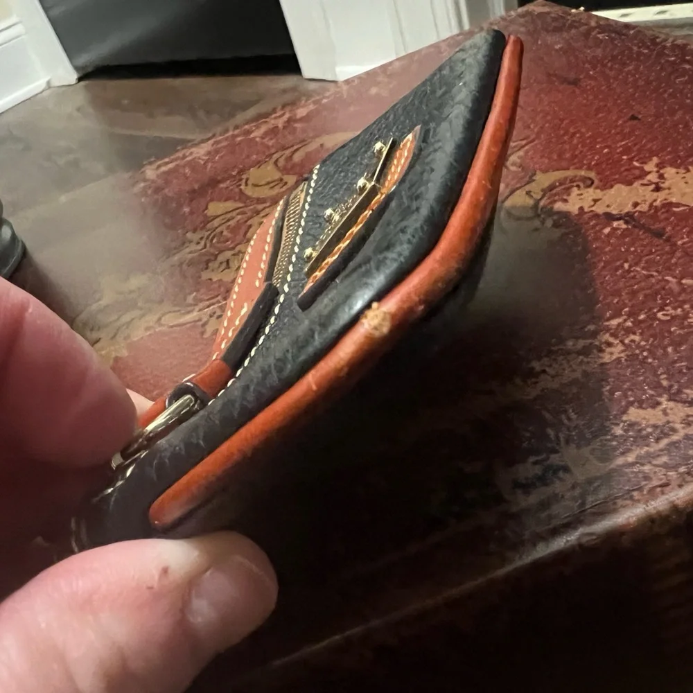 Dooney & Bourke Navy and Brown Leather Keychain Wallet - Picture 7 of 7